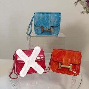 Mini Glossy Croc Embossed Bag Charm with Gold Detail – Cute Colorful Accessory